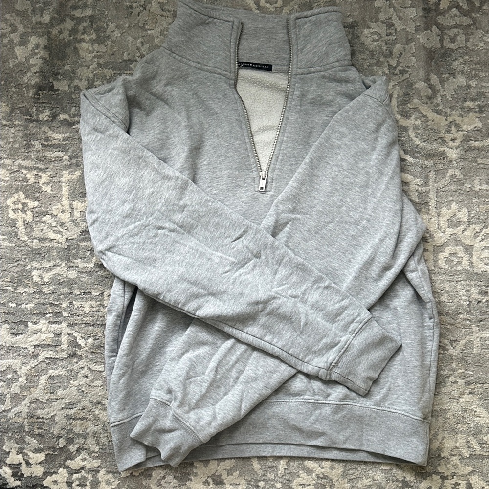 Brandy Melville Light Gray Zip-Up Sweater